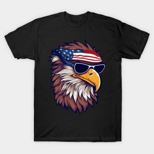 Patriotic Gaze: Eagle & Flag Shades T-Shirt